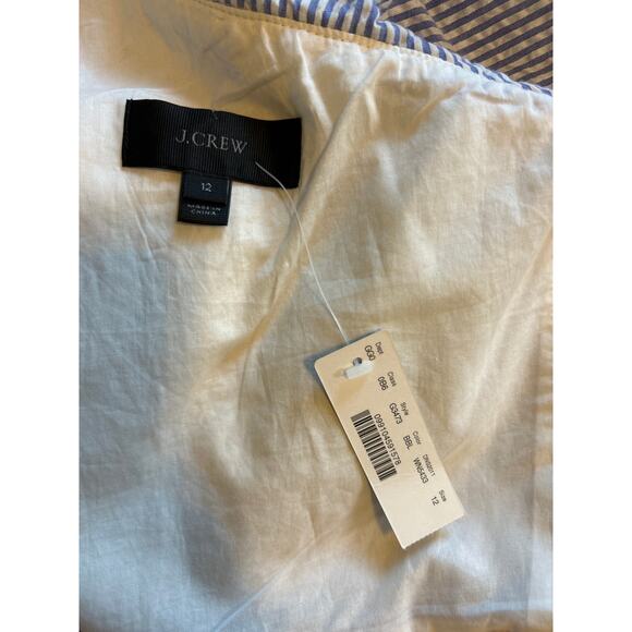 J. Crew | (NWT) 100% Cotton Pinstriped One Shoulder Classic Sheath Dress | 12 - Picture 15 of 15